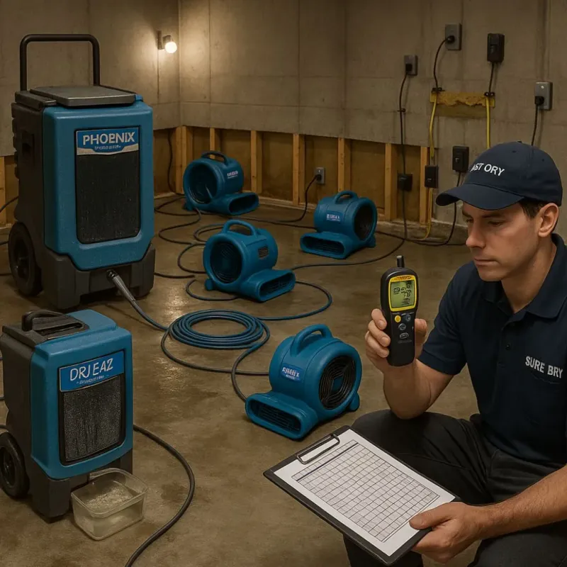 Structural Drying and Dehumidification process in Charlotte, TX